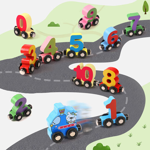 Holzfleischbällchen Kinder magnetisch digitaler Zug Frühschuldigitale kognitive Bausteine ​​für Jungen und Mädchen zu Hause Dekoration versammelt