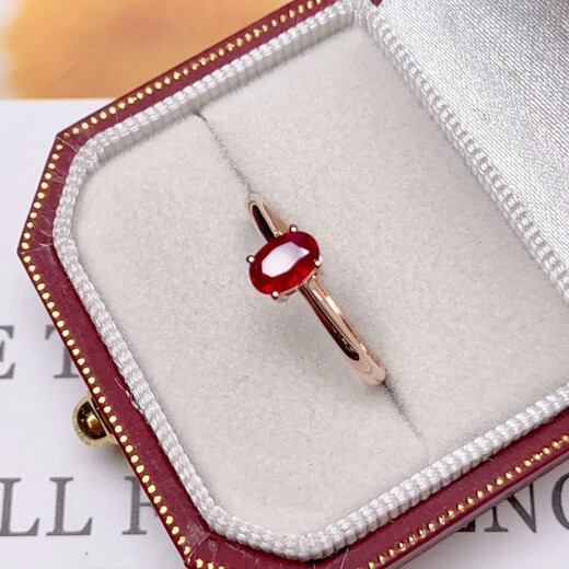 YIBA 0.8 carat natural pigeon blood red ruby ring colorful treasure 18K gold diamond ring for girlfriend birthday gift 0.8 carat size remarks (No. 9-20 ready stock)