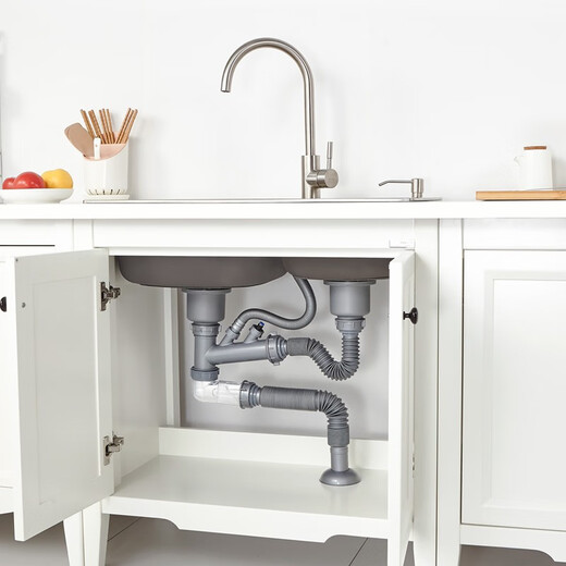 Submarine CSQ-2C vegetable basin drain pipe double-slot sink deodorant space-saving drain pipe ABS material stretched 95 cm