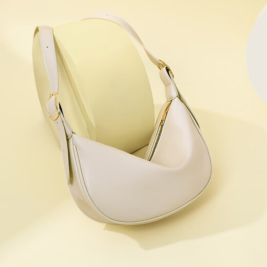 Bolsa Viney Bag Women's Cow Wide Bolsas Crossbody Light Luxury Empit Bag Bag Bold de cumpleaños For Girlfriend Wife [White] Bolsa de almohada de marca práctica de alta gama