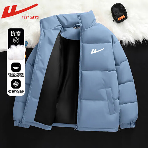 回力男女同款保暖面包服秋冬纯色防风防寒棉袄时尚百搭厚款棉衣 LM-826-黑色 M 建议90-120斤