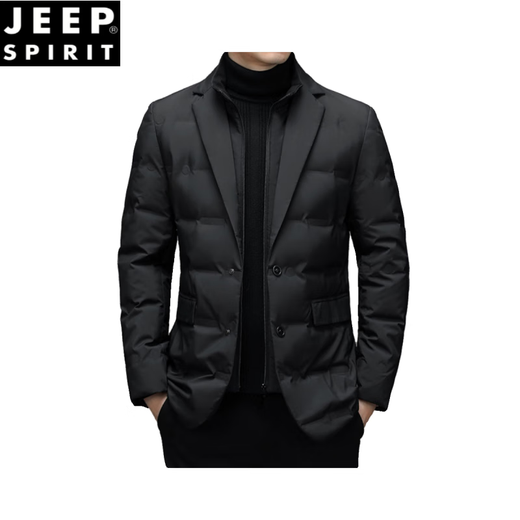 JEEP SPIRIT2025冬季新款羽绒服男士西服冬装休闲小西装保暖外套 黑色（9902） 190/3XL【建议165-180斤】