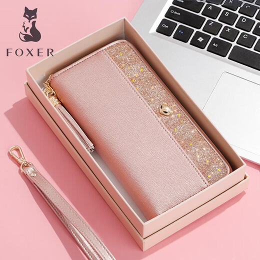 Golden Fox (FOXER) cowhide women's wallet large capacity long card holder wallet wallet clutch bag light luxury girlfriend birthday gift