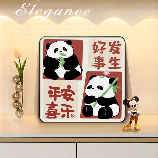 Zhang Xiaohua's shop cream wind panda living room decorative painting cartoon porch desktop decorative painting mural bedside hanging insisted ins