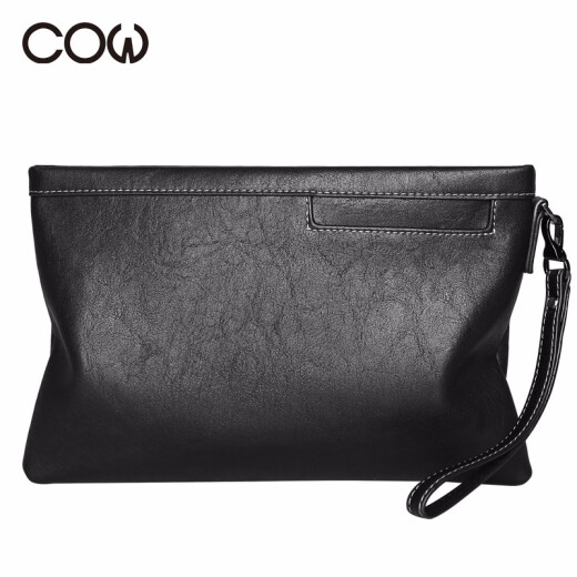 French COW men's handbag business wallet men's card bag texture envelope bag clutch bag large capacity clutch bag C-9808 black