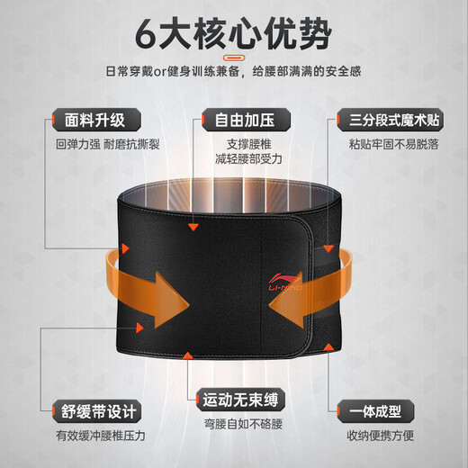 Li Ning protective belt for sports and fitness, lumbar disc herniation treatment, lumbar muscle strain, sweating, burning abdominal fat, girdle, sedentary running