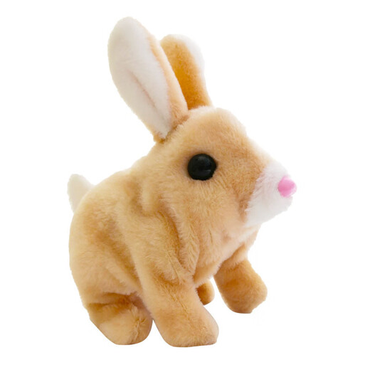 TKHE electric plush toy bunny can bark and jump electric plush bunny can bark plush toy to play house short-haired rabbit white