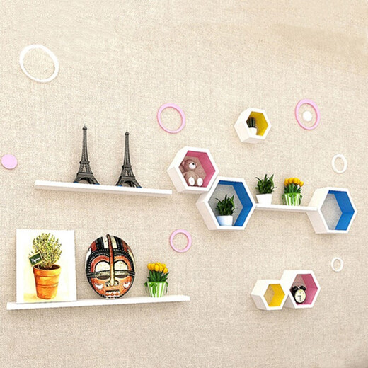 Baimuyuan wall storage rack wall-mounted TV background wall living room wall wall decoration rack punch-free shelf bedroom partition package J