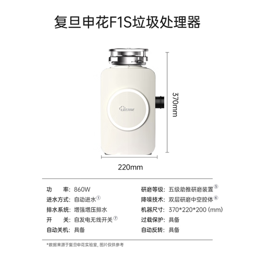 Fudan Shenhua garbage disposer automatic water inlet food waste crusher household kitchen food waste treatment F1S ivory white