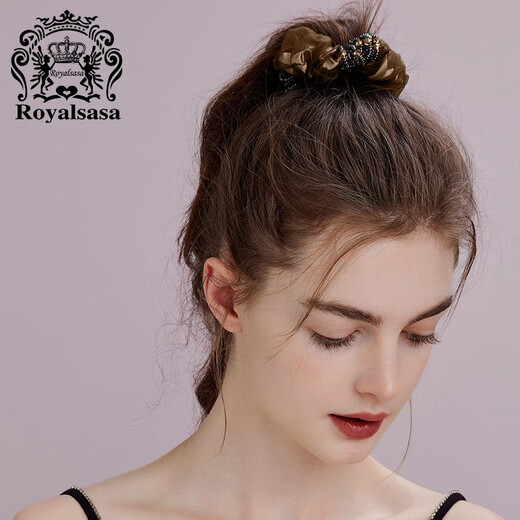 Royal sasa royal salsa hair accessories hair band beaded fabric head flower Korean style head jewelry handmade flower hair rope hair head rope coffee color 272