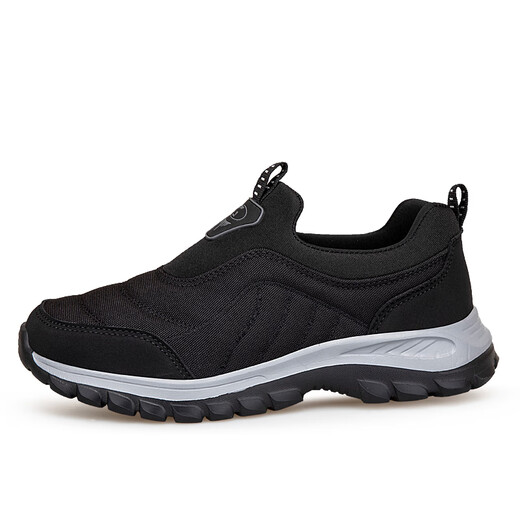 Versión grasa ensanchada de ultraligera de zapatos deportivos casuales para hombres para personas de mediana edad y ancianos corriendo y paseando zapatos sin zapatos Daddy Old Men's Shoes 9207 Negro 43