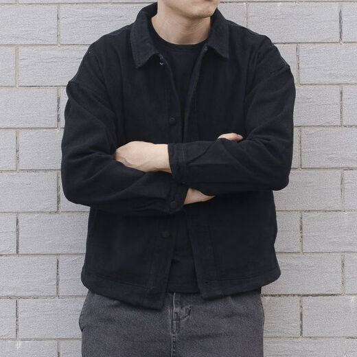 Elostenburg spring and autumn new jacket denim jacket men's Korean style trendy brand loose workwear Japanese clothes men's tops L22 black high-end customization L 105-125Jin Jin equals 0.5 kg