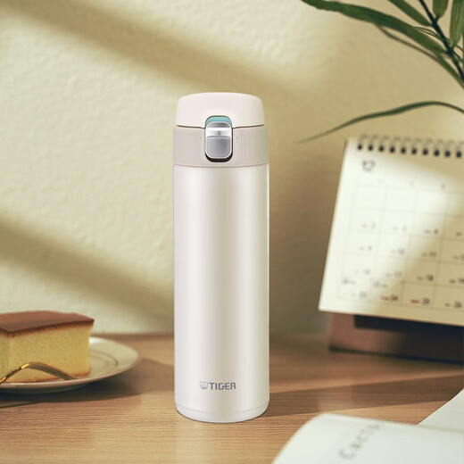 TIGER thermal and cold cup, one-click open lid, stainless steel water cup MMJ-A48C-WM cream ice cream 480ml