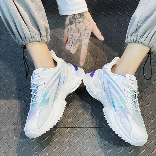 
MVPBOY new casual shoes for men in autumn student dad shoes for men Korean style breathable running sports shoes for men soft sole running shoes for men super awesome X9920 white purple 39