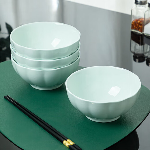 Tao Xianghui ceramic noodle bowl household microwave large rice bowl soup bowl 4 shadow celadon 6-inch Jingdezhen instant noodle bowl set
