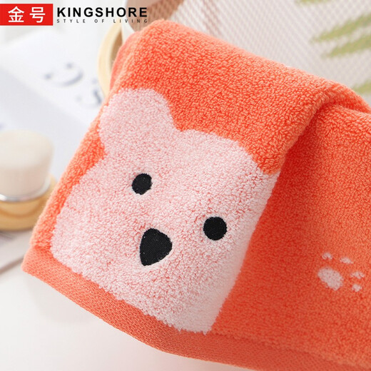 Gold number pure cotton cartoon couple children's household adult face washcloth kindergarten face washcloth lanyard square towel sweat-proof towel soft and water-absorbent 36*33CM red