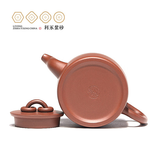 Centennial Liyong Yixing famous purple sand pot pure handmade raw mineral clear cement double circle pot Kung Fu tea set teapot 450cc clear cement 450ml