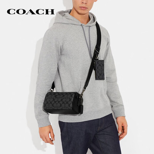 蔻驰（COACH）新款男包  男士经典老花相机包单肩斜挎包 送男友【节日礼物】 黑色CJ674-QBO4G