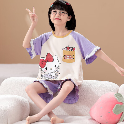 Langsha Madre e hija Dress Padamas Pajamas Summer Summer de algodón delgado de algodón de manga corta Ropa para el hogar Niña del verano Lyp684 S (150) 140-150cm/68-82Jin [Jin equivale a 0.5 kg]