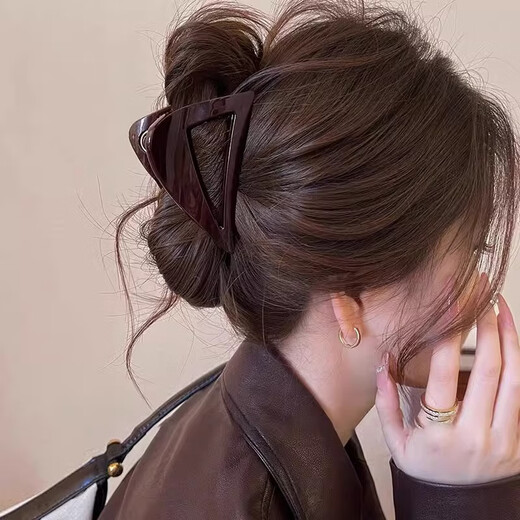 Idel Maillard Grappling Clip Shark Clip Women's New High-end Back of the Head Hair Clip Hair Accessories Head Accessories Birthday Gift F3033 Chocolate Brown Exquisite High-end Brand Clamp