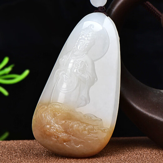One Jade for Thousand Years [One Product] Hetian Jade Guanyin Pendant Men's Sugar and Lamb Fat White Jade Guanyin Jade Brand Style QZM6173i