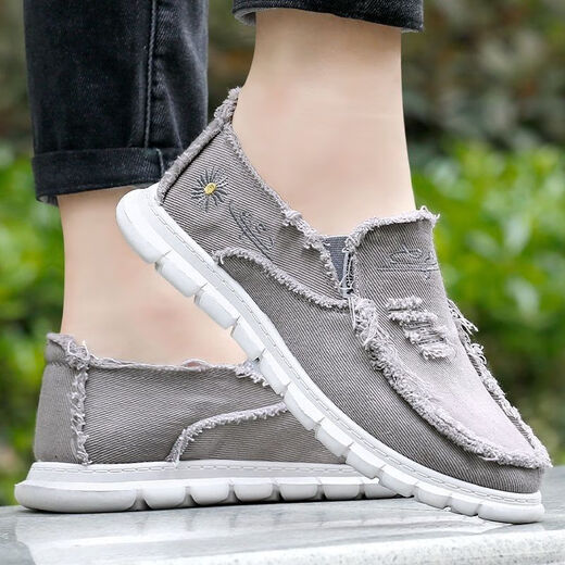 Nouveaux chaussures de toile de petite marguerite de printemps, d'été et d'automne avec un pied, de vieilles chaussures en tissu de Pékin, à la mode et polyvalente pour les chaussures de mendiant A-9 Gray 41