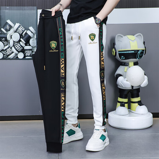 Monrotons neue europäische Marken-Trendy-Casual Hosen für Herbst und Winter, Herren-gestickte Modesporthosen Hosen 9926 White 29 [95-115jin [Jin entspricht 0,5 kg]]