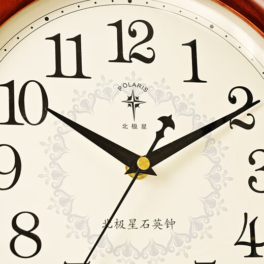 Polaris Solid Wood Table Clock Living Room Retro Desk Clock Home Clock New Chinese Large Font Quartz Clock for the Elderly T801 (Height 22.5cm Width 21.5cm)