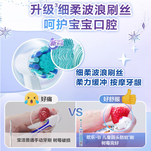欧乐B儿童电动牙刷头原装6支冰雪奇缘适用D103KD100KPro1kidsEB10/EB10S软毛刷头（图案包装随机）