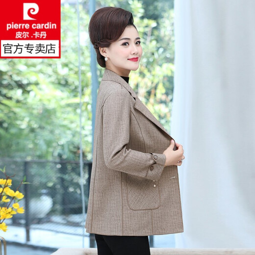 Pierre Cardin 2025 Neue Mutteranzug Jacke im mittleren Alter für Frauen Frühling und Herbst Short Dünn 40 Jahre alt 50 mittleren und älteren Spring Top 983-Khaki 2xl empfohlen 105-120jin [Jin entspricht 0,5 kg]