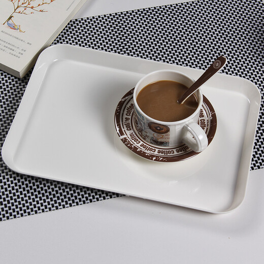 KORDCO tableware melamine tray hotel tray tea tray household water cup tray rectangular cake bread tray imitation porcelain white tray dinner plate white rectangular tray length 38cm*width 28cm*height 2.8cm