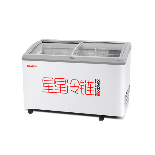 星星（XINGX）【线下同款】展示柜冰柜商用大容量卧式冷冻柜岛柜超市玻璃门冷柜大型冰淇淋雪糕展示柜海鲜速冻柜 419BY【1314*694*910】