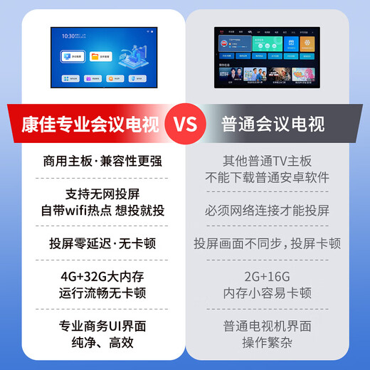 KONKA 75-inch conference TV teaching tablet all-in-one office notebook wireless projection non-touch 4K commercial conference large screen display smart screen 75K5+ cart