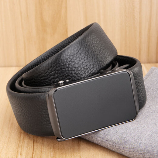 Niu Dangjia belt men's business automatic buckle cowhide belt trouser belt soft 7305 birthday gift black 110cm gift