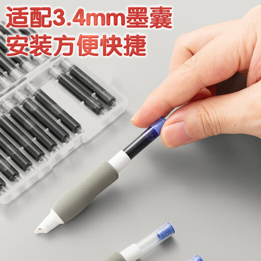 晨光（M&G）文具0.38mmEF暗尖按动钢笔2支装（不含墨囊） 3.4口径可换墨囊钢笔 学生书法练字墨水笔AFPU9902