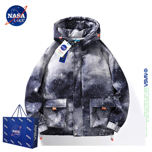 NASA AIME AFFICALEMENT MEN'S MEN'S JENKING Men's Winter Gradient Color Astronaute Duck Down Down Hooded Top Teen Casual Veste 728-Light Gray XL (recommandé 120-130jin [Jin est égal à 0,5 kg]))