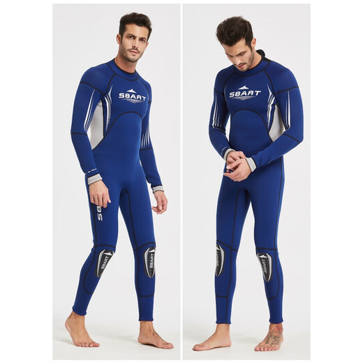SBART 3MM thickened men's and women's warm winter swimming suit wetsuit floating long-sleeved one-piece jellyfish suit deep diving hunting and fishing suit 1070 men's black 3MM thick XL