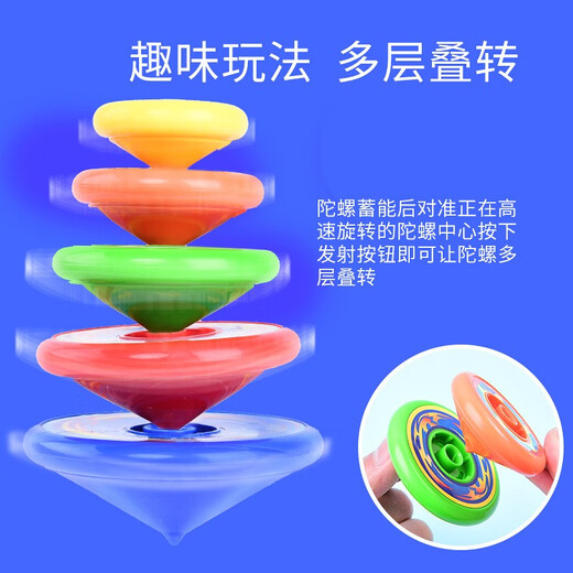 心有灵犀 旋转陀螺儿童手转旋转叠叠乐叠罗汉叠加发射陀螺对战盘男孩玩具 叠叠乐陀螺【5陀螺+1发射器】