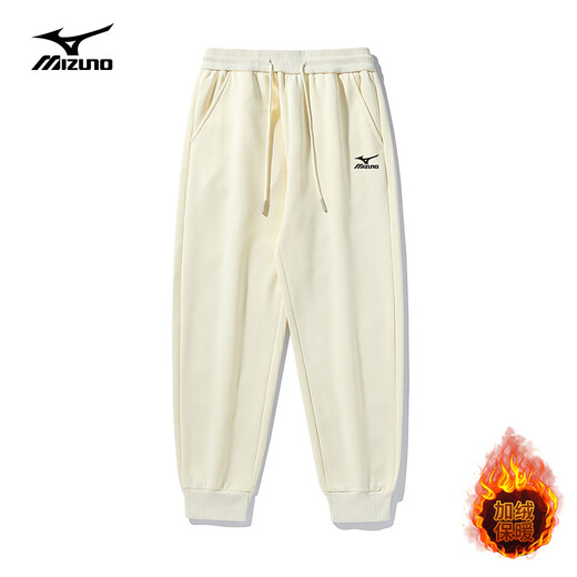 Mizuno (MIZUNO) outdoor casual sweatpants men's autumn and winter drawstring leg loose velvet straight pants black MJN1597 (drawstring) velvet XL 140-155Jin Jin equals 0.5 kg