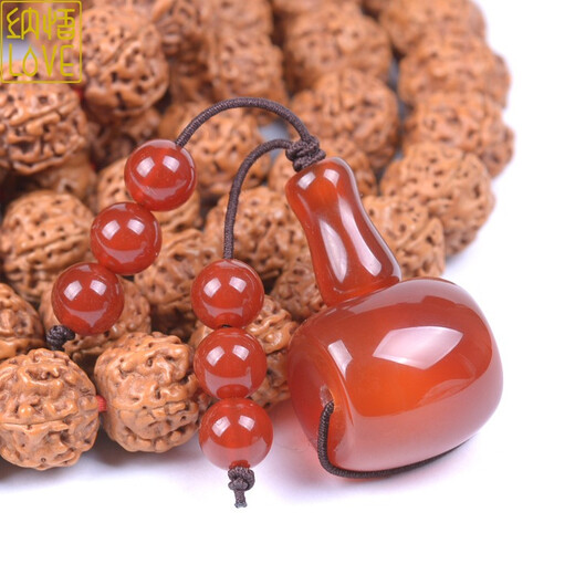 Nawu red agate three-way Tibetan Buddha head accessories Vajra star and moon Bodhi bracelets Buddha beads rosary loose beads accessories diy red agate Buddha head 14mm