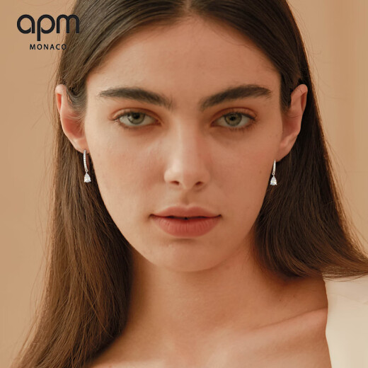 APM小巧水滴耳环S925银耳饰女AE13757OX