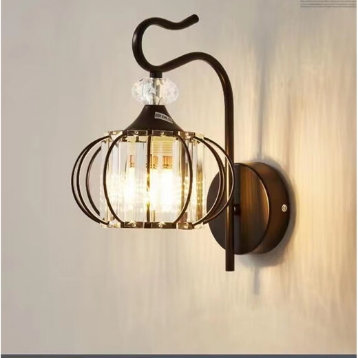 Yilin's new modern minimalist bedroom bedside lamp light luxury crystal wall lamp living room study corridor aisle stairwell lamp 01 model with LED three-color light 12W