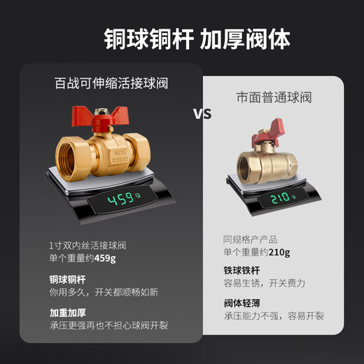 
ZANLUTONG (ZANLUTONG) live ball valve 4 minutes 6 minutes 1 inch full copper double inner wire inner and outer wire valve water pipe switch gas direct tap water dark gray 12161/2 red handle
