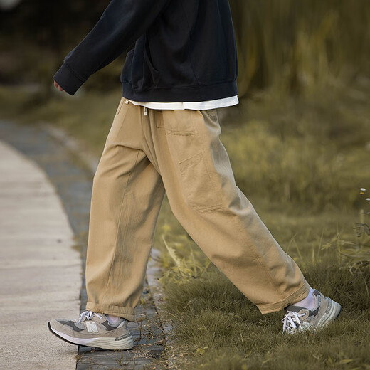 Peak Pauluo (Dingfengbaoluo) casual pants men's spring and summer pure cotton pants straight pants loose tide brand wild trousers HK22374 khaki L