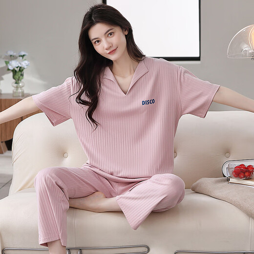 
Year of the Snake Year of the Year of the Pajamas Women's Pure Cotton Summer Short Sleeve Trousers Red Loose Outdoor Outdoor Cotton Set YSH-679 2XL Code 140-160Jin [Jin equals 0.5 kg] Reservation shrinkage