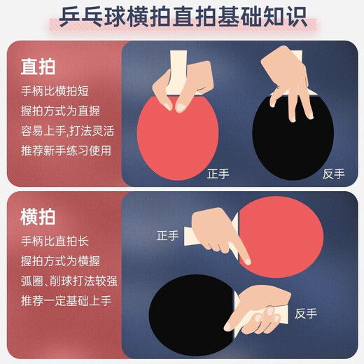 双鱼（DOUBLE FISH）三星级横直对拍乒乓球拍（附4球/京仓速发）3A+C/E对拍