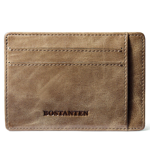 Postenton card holder, business card holder, first-layer cowhide, thin, retro driver's license holster, bank card holder, mini wallet for men and women
