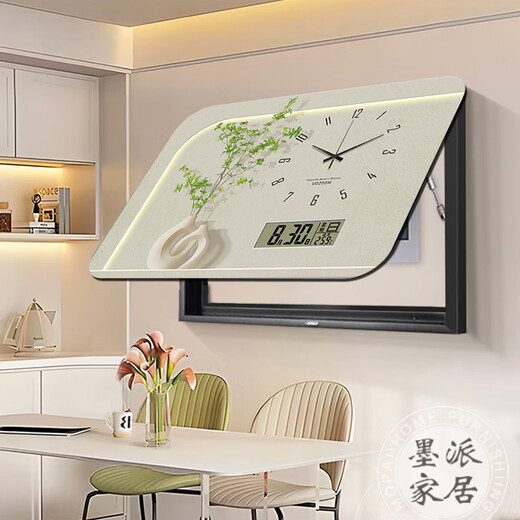 墨派奶油风绿植电表箱装饰画带时钟万年历遮挡配电箱总闸网络线盒子 福禄双全 液压75*55cm(遮挡62*42)