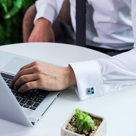 KFLK men's luxury crystal cufflinks, high-end shirt sleeves, business gifts, cuff buttons, custom engraving gift box, blue