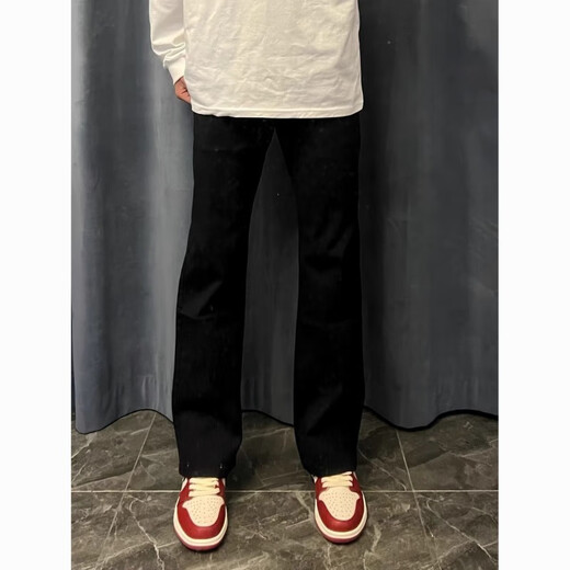 Mode koreanische Ins American High Street Vielseitige, schlanke und leicht Flare Jeans für Männer und Frauen lässige trendige trendige schwarze rauchgraue Hosen G841 Zement grau 2xl